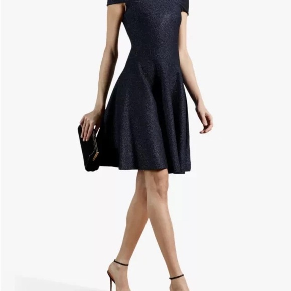 Ted Baker Strapless Midnight Blue Sparkle Dress Size 6 - Picture 3 of 14